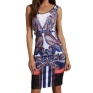 Clover Canyon Paisley bodycon multicolor scuba dress sz Medium